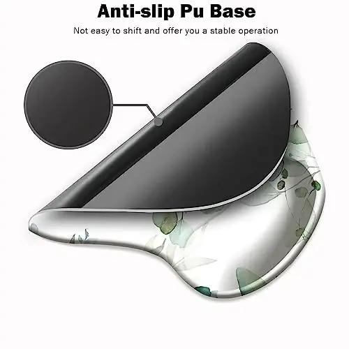 DOOKE Ergonomic Mouse Pad with Wrist Support and Coaster,Mouse Pads with Non-Slip PU Base for Home Office Working Studying Easy Typing & Pain Relief Eucalyptus Leaves - 3