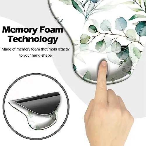 DOOKE Ergonomic Mouse Pad with Wrist Support and Coaster,Mouse Pads with Non-Slip PU Base for Home Office Working Studying Easy Typing & Pain Relief Eucalyptus Leaves - 4