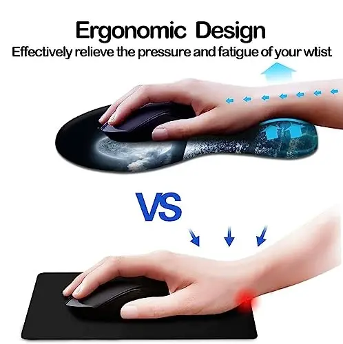 DOOKE Ergonomic Mouse Pad with Wrist Support and Coaster,Mouse Pads with Non-Slip PU Base for Home Office Working Studying Easy Typing & Pain Relief Moonlight - DOOKE (1)