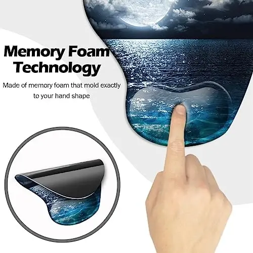 DOOKE Ergonomic Mouse Pad with Wrist Support and Coaster,Mouse Pads with Non-Slip PU Base for Home Office Working Studying Easy Typing & Pain Relief Moonlight - 4