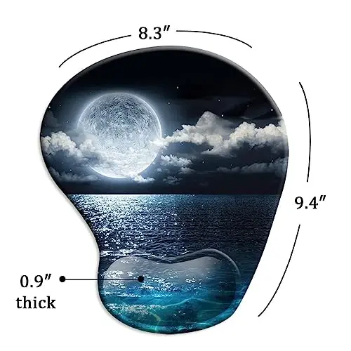 DOOKE Ergonomic Mouse Pad with Wrist Support and Coaster,Mouse Pads with Non-Slip PU Base for Home Office Working Studying Easy Typing & Pain Relief Moonlight - 5