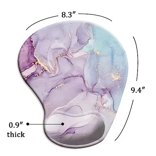 DOOKE Ergonomic Mouse Pad with Wrist Support and Coaster,Mouse Pads with Non-Slip PU Base for Home Office Working Studying Easy Typing & Pain Relief Purple Marbling - 5