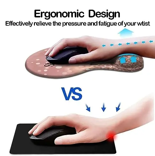 DOOKE Ergonomic Mouse Pad with Wrist Support and Coaster,Mouse Pads with Non-Slip PU Base for Home Office Working Studying Easy Typing & Pain Relief Stay Positive - DOOKE (1)