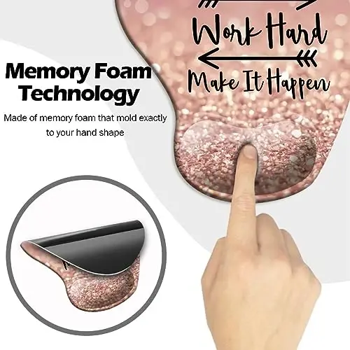 DOOKE Ergonomic Mouse Pad with Wrist Support and Coaster,Mouse Pads with Non-Slip PU Base for Home Office Working Studying Easy Typing & Pain Relief Stay Positive - 4