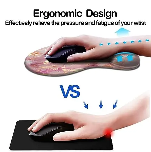 DOOKE Ergonomik Bilek qo'llab-quvvatlashli sichqoncha pad va Coaster,Uy ofisida ishlash, o'qish, oson yozish va og'riqni bartaraf etish uchun sirpanmaydigan PU asosli sichqoncha padlari Luxury Marble - DOOKE (1)