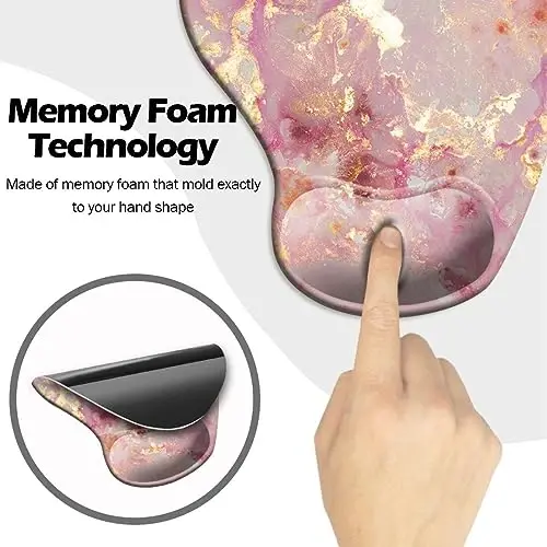 DOOKE Ergonomik Bilek qo'llab-quvvatlashli sichqoncha pad va Coaster,Uy ofisida ishlash, o'qish, oson yozish va og'riqni bartaraf etish uchun sirpanmaydigan PU asosli sichqoncha padlari Luxury Marble - 4
