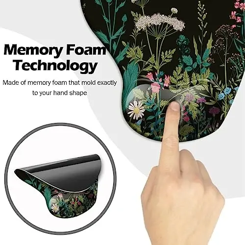 DOOKE Ergonomic Mouse Pad with Wrist Support and Coaster,Mouse Pads with Non-Slip PU Base for Home Office Working Studying Easy Typing & Pain Relief Weeds - 4