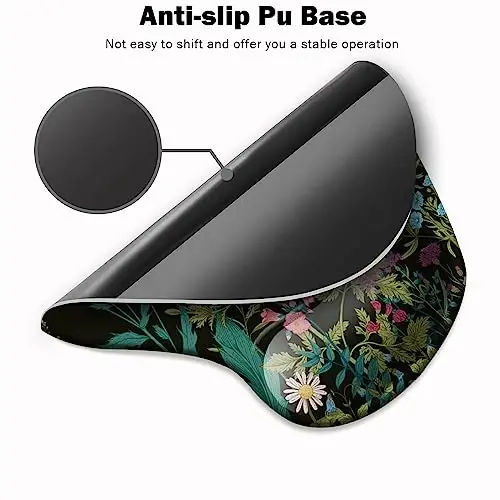 DOOKE Ergonomic Mouse Pad with Wrist Support and Coaster,Mouse Pads with Non-Slip PU Base for Home Office Working Studying Easy Typing & Pain Relief Weeds - 3