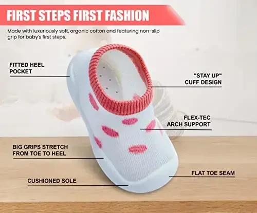 Dookeh Baby Shoes Boys Girls First Walking Shoes Non Slip Soft Sole Sneakers Toddler Infant Babygirl Sock Shoes… - MODAZONE