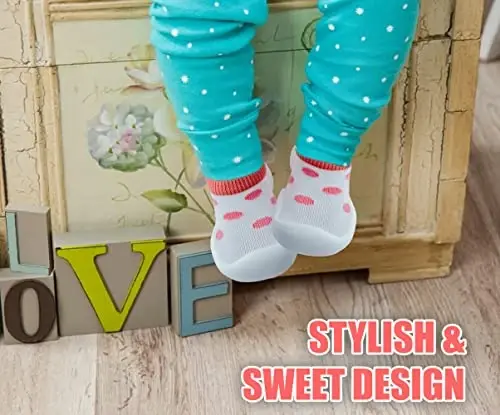 Dookeh Baby Shoes Boys Girls First Walking Shoes Non Slip Soft Sole Sneakers Toddler Infant Babygirl Sock Shoes… - 6
