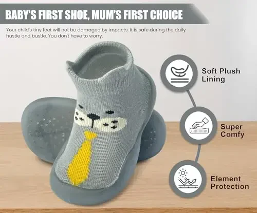 Dookeh Baby Shoes Boys Girls First Walking Shoes Non Slip Soft Sole Sneakers Toddler Infant Babygirl Sock Shoes - 6