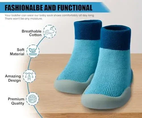 Dookeh Baby Shoes Boys Girls First Walking Shoes Non Slip Soft Sole Sneakers Toddler Infant Babygirl Sock Shoes - 2