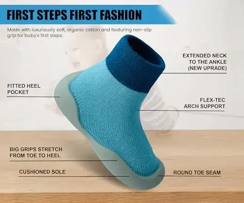 Dookeh Baby Shoes Boys Girls First Walking Shoes Non Slip Soft Sole Sneakers Toddler Infant Babygirl Sock Shoes - 4
