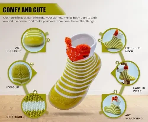 Dookeh Baby Shoes Boys Girls First Walking Shoes Non Slip Soft Sole Sneakers Toddler Infant Babygirl Sock Shoes - 3