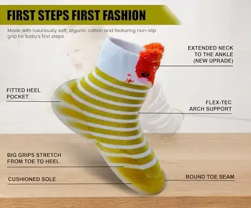 Dookeh Baby Shoes Boys Girls First Walking Shoes Non Slip Soft Sole Sneakers Toddler Infant Babygirl Sock Shoes - 4