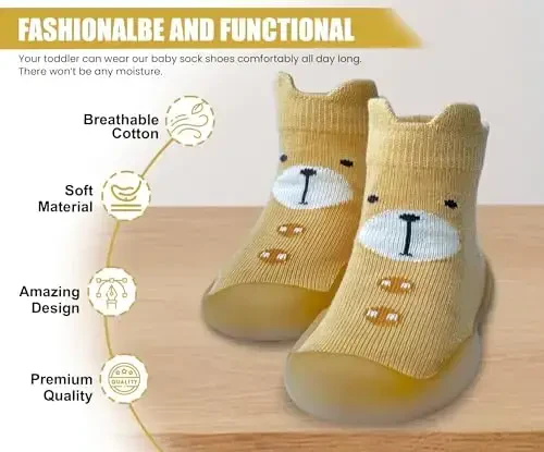 Dookeh Baby Shoes Boys Girls First Walking Shoes Non Slip Soft Sole Sneakers Toddler Infant Babygirl Sock Shoes - 2
