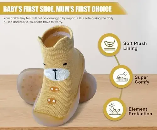 Dookeh Baby Shoes Boys Girls First Walking Shoes Non Slip Soft Sole Sneakers Toddler Infant Babygirl Sock Shoes - 6