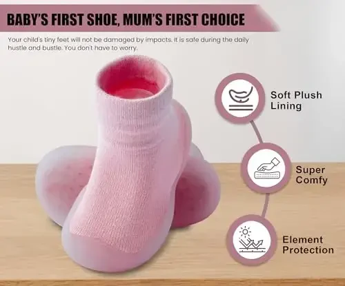 Dookeh Baby Shoes Boys Girls First Walking Shoes Non Slip Soft Sole Sneakers Toddler Infant Babygirl Sock Shoes - 6