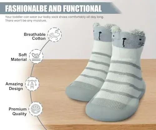 Dookeh Baby Shoes Boys Girls First Walking Shoes Non Slip Soft Sole Sneakers Toddler Infant Babygirl Sock Shoes - 2