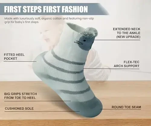 Dookeh Baby Shoes Boys Girls First Walking Shoes Non Slip Soft Sole Sneakers Toddler Infant Babygirl Sock Shoes - 4