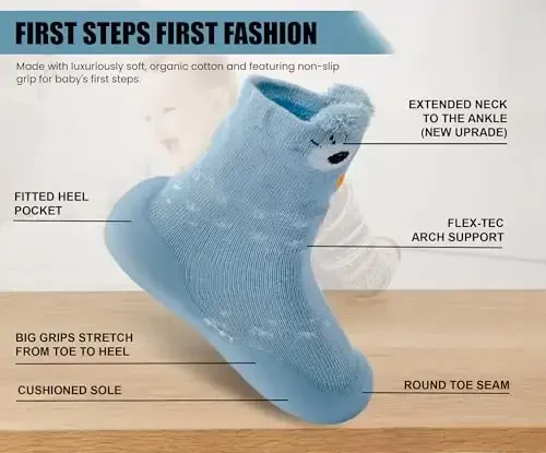 Dookeh Baby Shoes Boys Girls First Walking Shoes Non Slip Soft Sole Sneakers Toddler Infant Babygirl Sock Shoes - 4