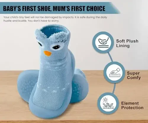 Dookeh Baby Shoes Boys Girls First Walking Shoes Non Slip Soft Sole Sneakers Toddler Infant Babygirl Sock Shoes - 6