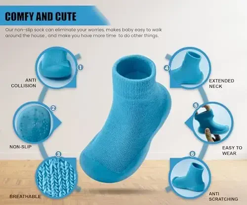 Dookeh Baby Shoes Boys Girls First Walking Shoes Non Slip Soft Sole Sneakers Toddler Infant Babygirl Sock Shoes - 3