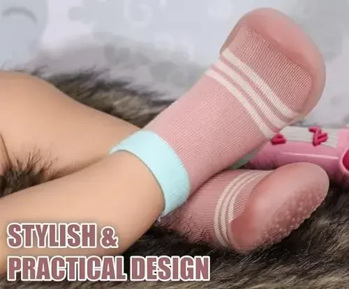 Dookeh Baby Shoes Boys Girls First Walking Shoes Non Slip Soft Sole Sneakers Toddler Infant Babygirl Sock Shoes - 5