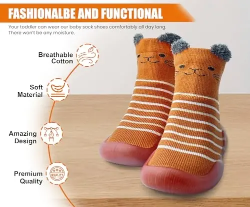 Dookeh Baby Shoes Boys Girls First Walking Shoes Non Slip Soft Sole Sneakers Toddler Infant Babygirl Sock Shoes - 2