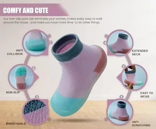 Dookeh Baby Shoes Boys Girls First Walking Shoes Non Slip Soft Sole Sneakers Toddler Infant Babygirl Sock Shoes - 3