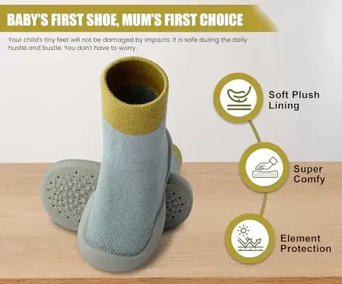 Dookeh Baby Shoes Boys Girls First Walking Shoes Non Slip Soft Sole Sneakers Toddler Infant Babygirl Sock Shoes - 5