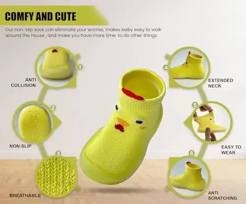 Dookeh Baby Shoes Boys Girls First Walking Shoes Non Slip Soft Sole Sneakers Toddler Infant Babygirl Sock Shoes - 3