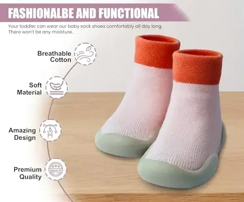 Dookeh Baby Shoes Boys Girls First Walking Shoes Non Slip Soft Sole Sneakers Toddler Infant Babygirl Sock Shoes - 2