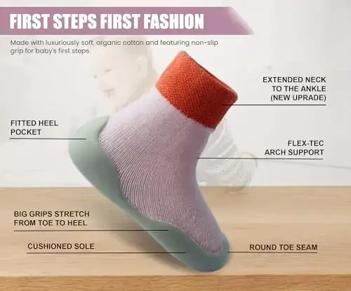 Dookeh Baby Shoes Boys Girls First Walking Shoes Non Slip Soft Sole Sneakers Toddler Infant Babygirl Sock Shoes - 4