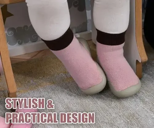 Dookeh Baby Shoes Boys Girls First Walking Shoes Non Slip Soft Sole Sneakers Toddler Infant Babygirl Sock Shoes - 5