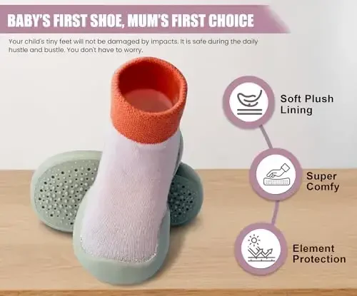 Dookeh Baby Shoes Boys Girls First Walking Shoes Non Slip Soft Sole Sneakers Toddler Infant Babygirl Sock Shoes - 6