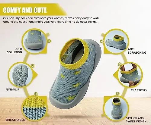 Dookeh Baby Shoes Boys Girls First Walking Shoes Non Slip Soft Sole Sneakers Toddler Infant Babygirl Sock Shoes… - 3