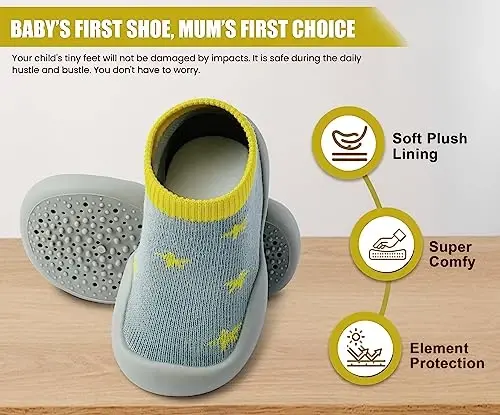 Dookeh Baby Shoes Boys Girls First Walking Shoes Non Slip Soft Sole Sneakers Toddler Infant Babygirl Sock Shoes… - 4