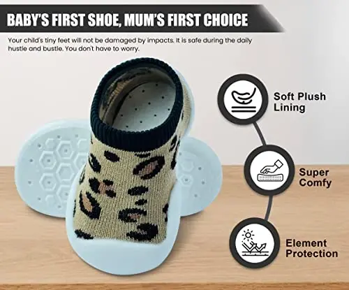 Dookeh Baby Shoes Boys Girls First Walking Shoes Non Slip Soft Sole Sneakers Toddler Infant Babygirl Sock Shoes… - 4