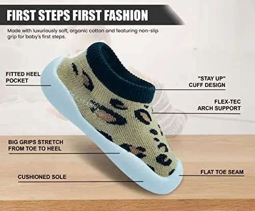 Dookeh Baby Shoes Boys Girls First Walking Shoes Non Slip Soft Sole Sneakers Toddler Infant Babygirl Sock Shoes… - 6