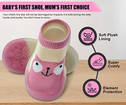 Dookeh Baby Shoes Boys Girls First Walking Shoes Non Slip Soft Sole Sneakers Toddler Infant Babygirl Sock Shoes… - 4