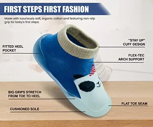 Dookeh Baby Shoes Boys Girls First Walking Shoes Non Slip Soft Sole Sneakers Toddler Infant Babygirl Sock Shoes… - 4