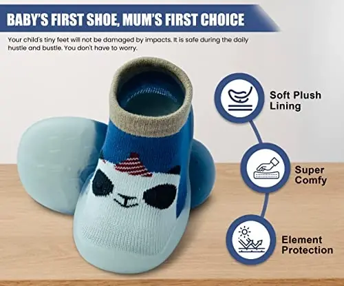 Dookeh Baby Shoes Boys Girls First Walking Shoes Non Slip Soft Sole Sneakers Toddler Infant Babygirl Sock Shoes… - 5