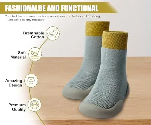 Dookeh Baby Shoes Boys Girls First Walking Shoes Non Slip Soft Sole Sneakers Toddler Infant Babygirl Sock Shoes - DOOKEH (1)