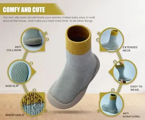 Dookeh Baby Shoes Boys Girls First Walking Shoes Non Slip Soft Sole Sneakers Toddler Infant Babygirl Sock Shoes - 3