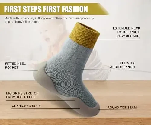 Dookeh Baby Shoes Boys Girls First Walking Shoes Non Slip Soft Sole Sneakers Toddler Infant Babygirl Sock Shoes - 4