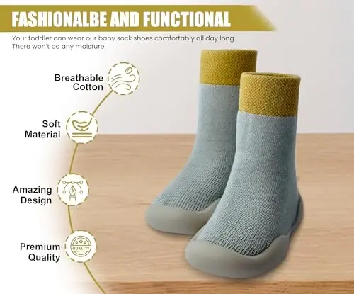 Dookeh Baby Shoes Boys Girls First Walking Shoes Non Slip Soft Sole Sneakers Toddler Infant Babygirl Sock Shoes - 2