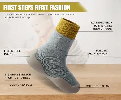Dookeh Baby Shoes Boys Girls First Walking Shoes Non Slip Soft Sole Sneakers Toddler Infant Babygirl Sock Shoes - 4