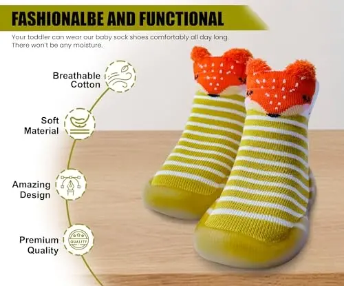 Dookeh Baby Shoes Boys Girls First Walking Shoes Non Slip Soft Sole Sneakers Toddler Infant Babygirl Sock Shoes - 2