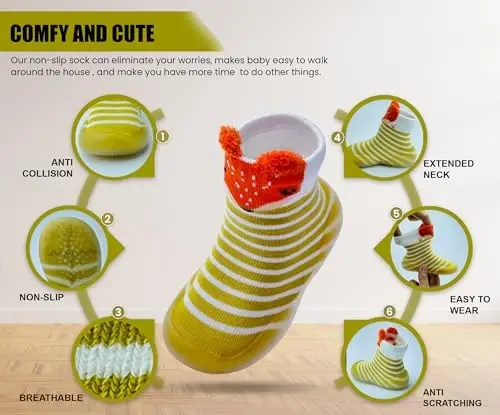 Dookeh Baby Shoes Boys Girls First Walking Shoes Non Slip Soft Sole Sneakers Toddler Infant Babygirl Sock Shoes - 3